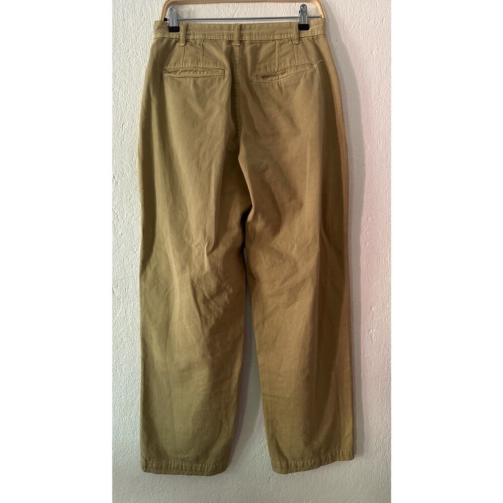 Free People Pants Women 4 Beige Khaki Chino Wide Leg High Rise Trousers Pleated - Picture 9 of 14